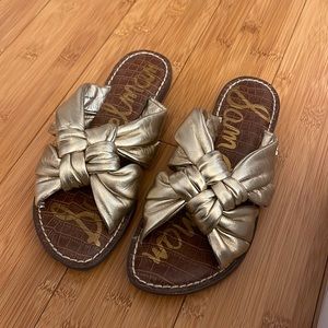 Sam Edelman Gold Leather Knot Slide